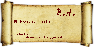 Mifkovics Ali névjegykártya